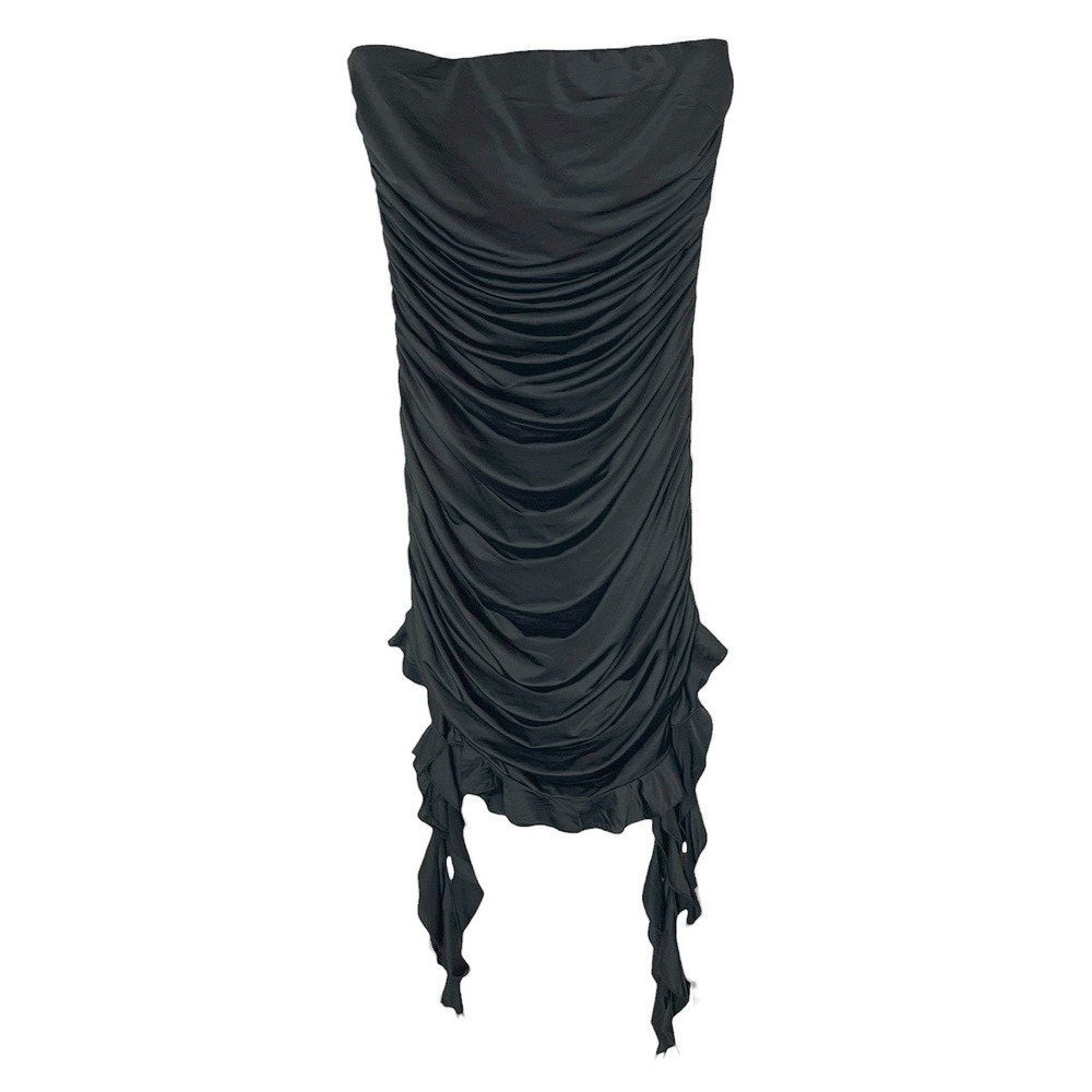 Thirty/Thirty LA Black Ruched Strapless Ruffle Hem Midi Dress 7CUSC930 Mens M